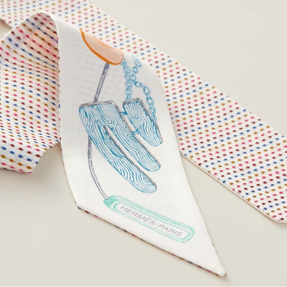 HERMES • Chevaloscope Pointille Twilly 100 % silk NIB with tags - Picture 2 of 9